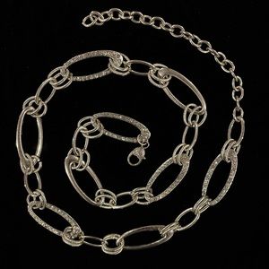 Y2K Silver Rhinestone Link Belt/Waist Chain